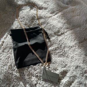 AllSaints Gold Tone Curb Chain Toggle Necklace